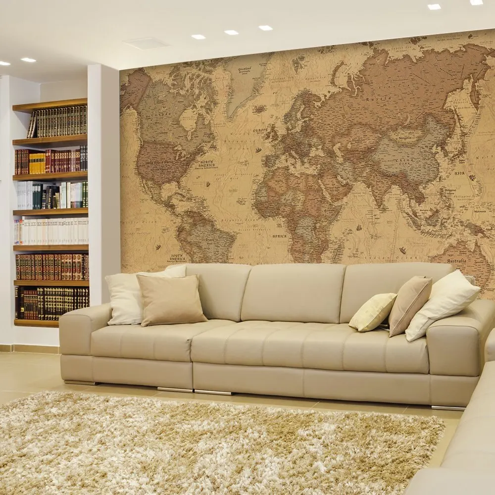 Antique Monochrome Vintage Political World Map Wallpaper