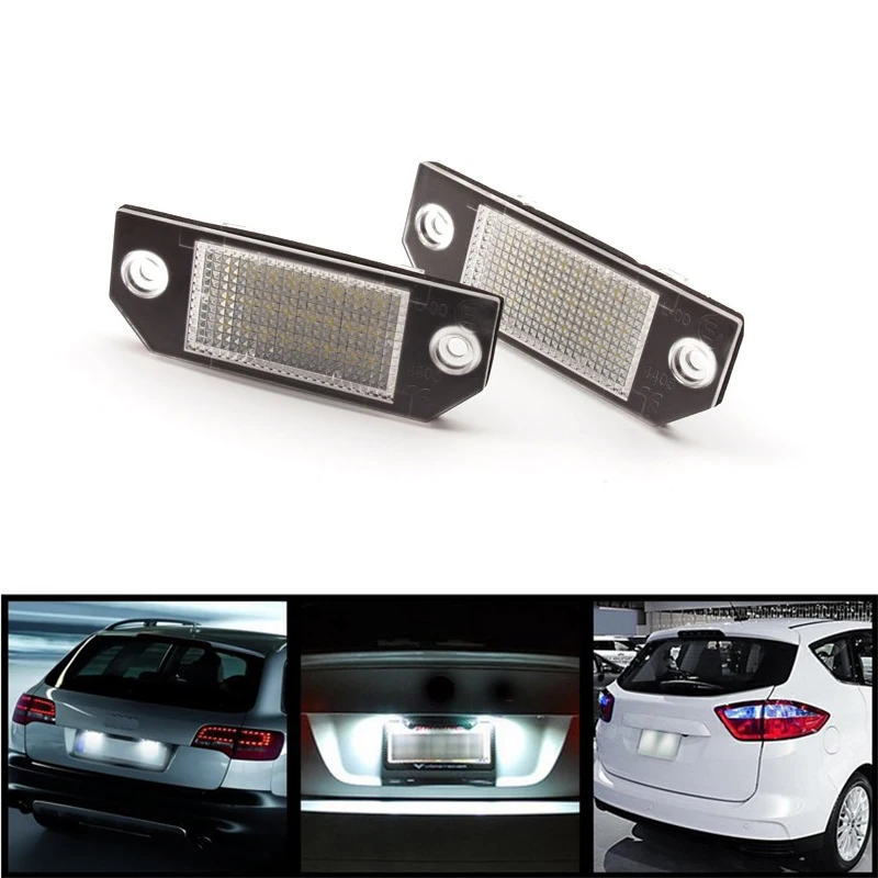 

No Error 2Pcs White 24 LED Car Number License Plate Light Lamp For Ford Focus C-MAX MK2