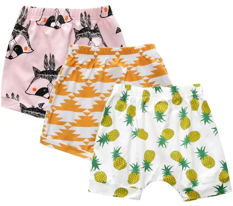 Детские короткие штаны для мальчиков и девочек, 3 предмета детские летние штаны с рисунком кактуса, ананаса, машины, Креста детские шорты, штаны DKZ207 - Цвет: As picture