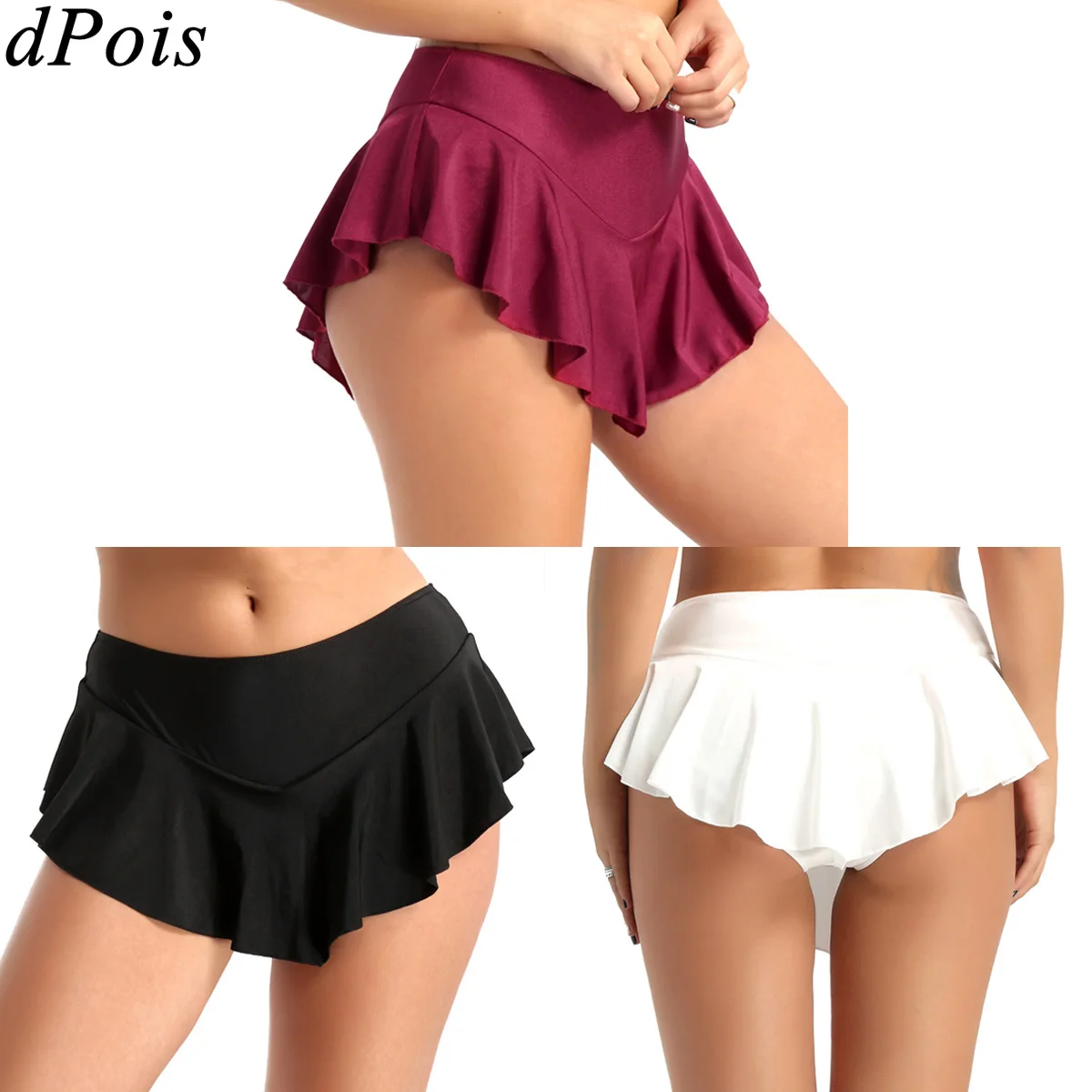 Women Latin Dance Skirt for Girls Figure Skating Mini Skirt V shape