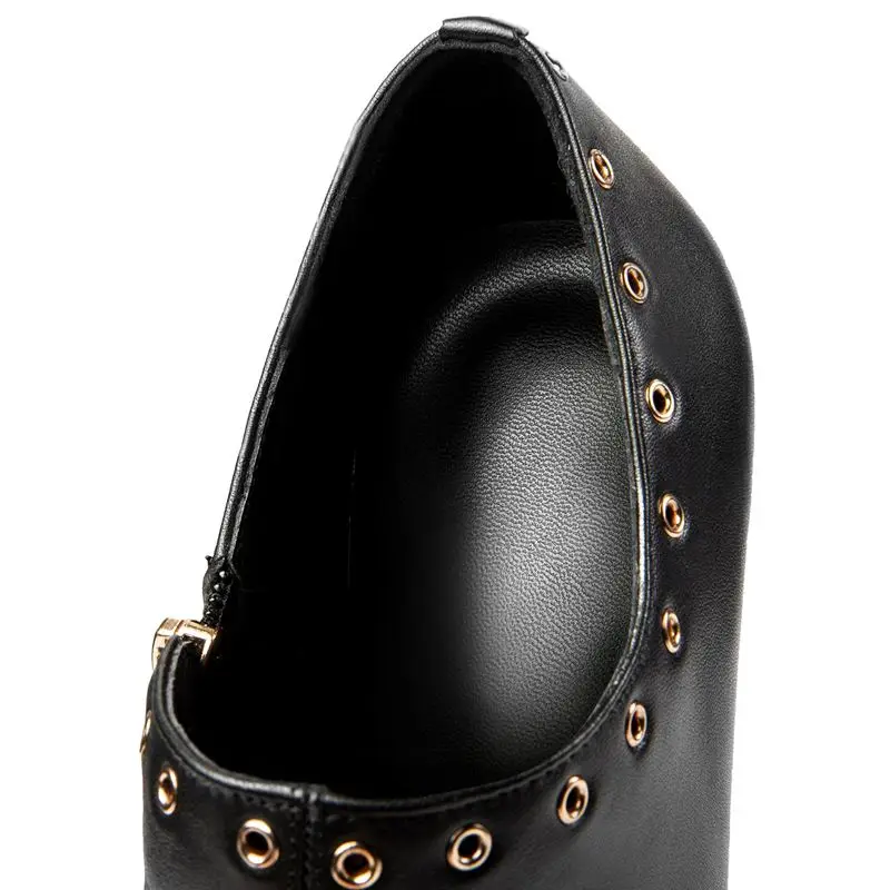 ALLBITEFO genuine leather super high heel shoes office career fashion comfortable metal decoration women heels high heels