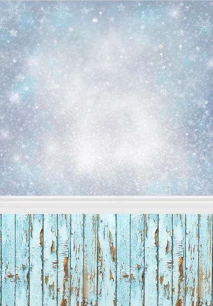 5x10FT Silver Gray Snowflakes Wall Vintage Blue Wooden Floor Custom Photography Backdrops Studio Backgrounds Vinyl 1.5x3m | Электроника