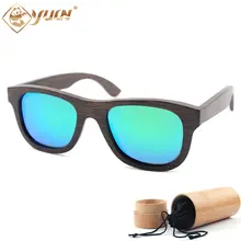 Hot sale black bamboo frame polarized REVO mirror sunglasses handmade sun glasses driving glasses custom logo available B012