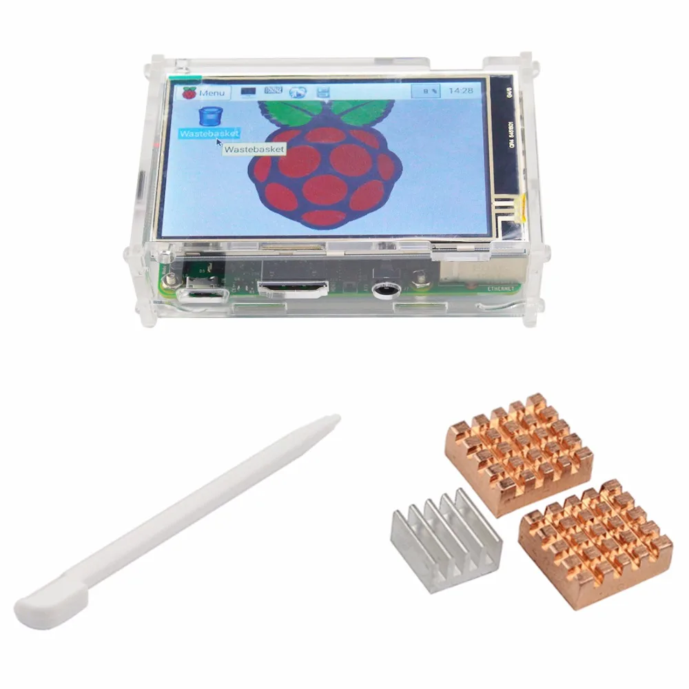 

3.5 inch Raspberry Pi 3 Model B Touchscreen 480*320 TFT LCD Display + Acrylic Case + Heat Sink for Raspberry Pi 3 Model B+ 3B 2B