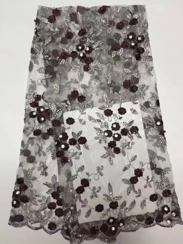

Latest Net French Lace Material High Quality Stones French Net African Lace Fabric With Pearls Nigerian Wedding African LaceD068