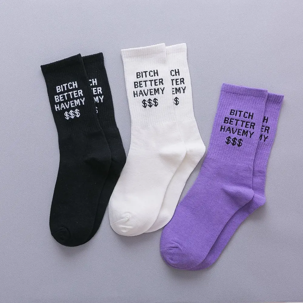 Хлопковые носки в стиле хип хоп с надписью Pot & Deodor Rock Winter SocksYoung модные унисекс