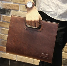 New famous designer brand bags men leather handbags brown briefcase fashion envelope shoulder messenger bag portfolios HB00061