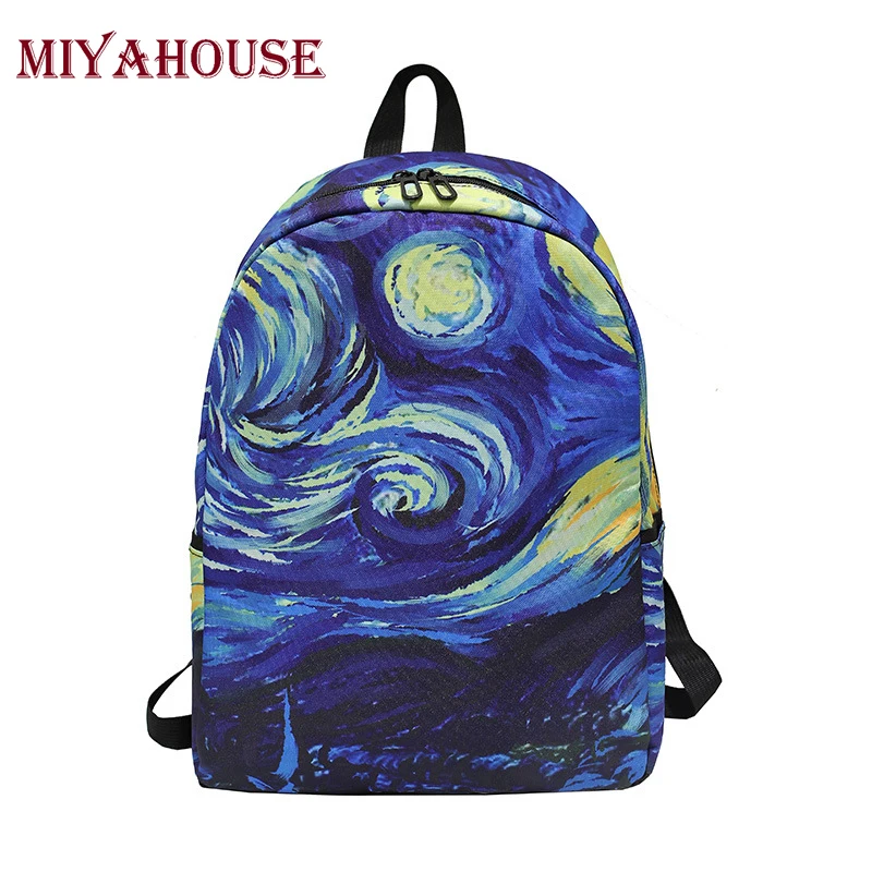 

Miyahouse Oil Painting School Backpack For Teenagers Girls Art Design Canvas School Bag large Capacity Female Travel Bag