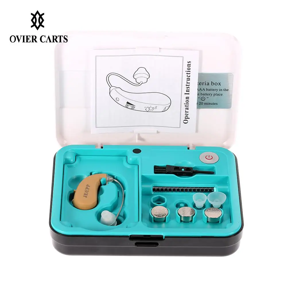 

Mini Hearing Aid Kit Behind Ear Sound Amplifier With UV Box High-Low Tone Cleaning Brush/Ear Plugs/Button Batteries Ear Care