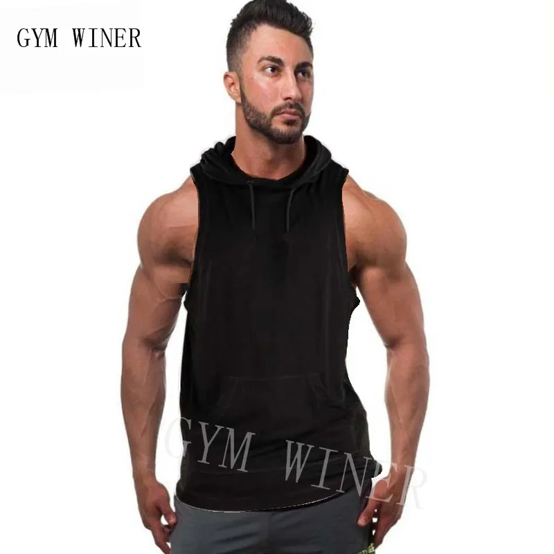 

Bodybuilding Clothing Fitness Man Hooded Tanks Tops 2019 Summer Newest Brand Mens Camouflage Gyms Stringers red Vest