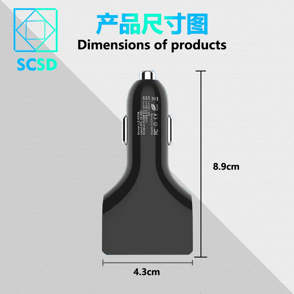 Автомобильное зарядное устройство QC30 четыре USB порта автомобильное зарядное устройство для мобильного телефона 5 в 7A Быстрая зарядка 3,0 зарядное устройство для мобильного телефона Быстрая зарядка 4 USB