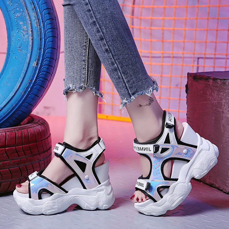 Summer Women Sandals 11 High Heels Chunky Sandals Elevator Casual Shoes Woman Height Increase Slippers Slides Sandalias Mujer