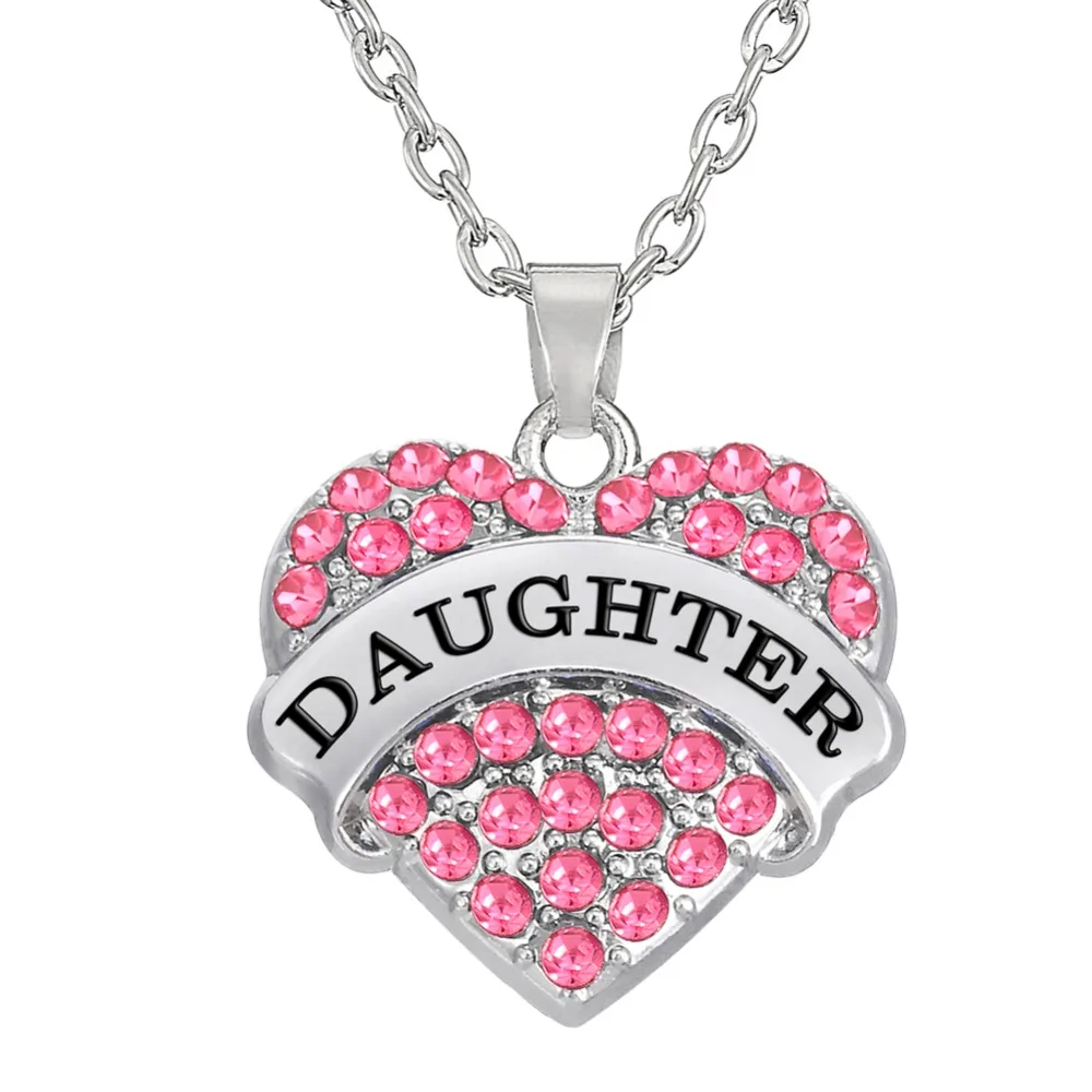 my shape Dropping Daughter Engraved Heart Necklace Gift for Daughters