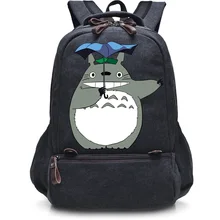 Унисекс большой холщовый рюкзак, Шиншилла, принт Tonari no Totoro, школьная сумка, мультяшная дорожная Наплечная Сумка, ранец
