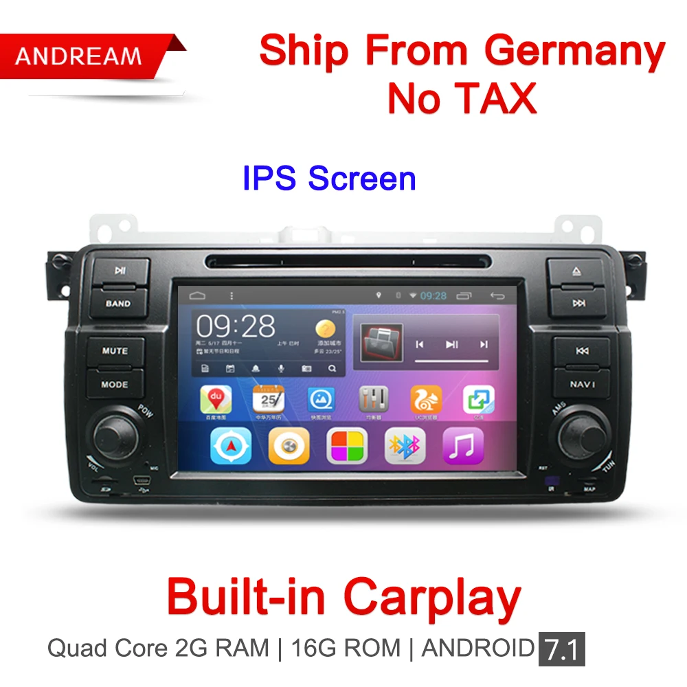 

Bulit-in Carplay Quad Core 2G RAM Car DVD Player Stereo Android 7.1 Radio Navigation BT For BMW E46 Free ship EW801CP4D7H