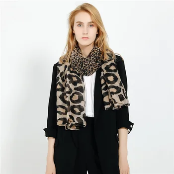 

2019 Fashion Spring Autumn Winter Women Leopard Print Scarf Sun-Shade Sunscreen Scarves Knitted Shawl Long Scarves Tippet