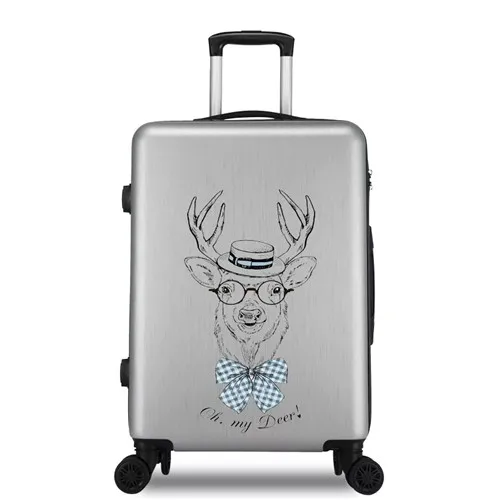 KLQDZMS Elk series 20/22/24/26inch Cartoon rolling luggage spinner ABS＋PC travel luggage trolley suitcase on wheel - Цвет: 3