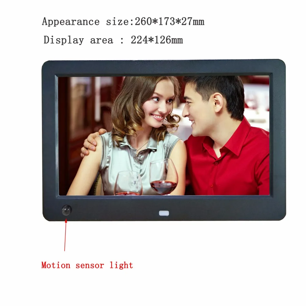 US $56.99 10 inch motion sensor body induction digital album play picture video music calendar support SD and USB digital photo frame