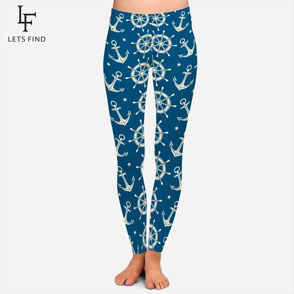 

2019 New New New Boat Anchor Hooks Leggings Women Mid Waist Push Up High Elasticity Comfortable Soft Plus Size Leggings Fashion