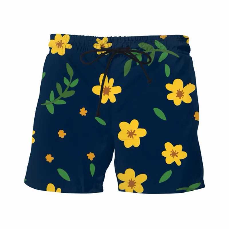 Желтые Повседневные Шорты с цветочным принтом забавные хипстерские летние классические спортивные штаны для фитнеса шорты из дышащей сетки