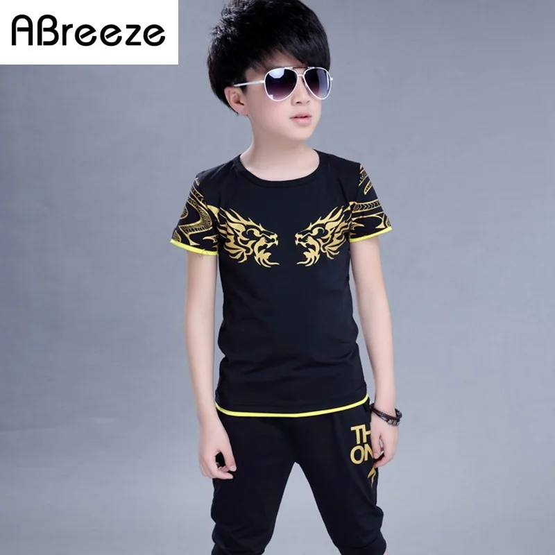 

2018 New summer children clothing sets boys 4-13Y fashion pullover sets foy boys cotton big child clothes boys