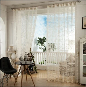 Rustieke Woonkamer Voile Balkon Gordijn Sheer Panelen Jacquard Tule ... Rustieke Woonkamer Voile Balkon Gordijn Sheer Panelen Jacquard Tule ...