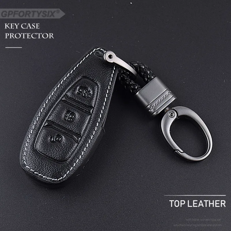 

GPFORTYSIX Leather Car Key Case Cover Fob For Ford Mondeo Mk4 Focus 2 3 4 St Kuga Fiesta Fusion Ecosport 2012 2013 2014 2015 Key