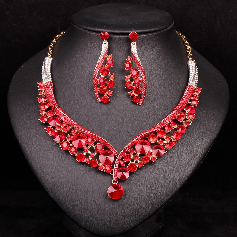 Moda indijski nakit Crystal ogrlica naušnice svadbeni nakit setovi Vjenčanje  pribor Nakit tvornica Outlet Veleprodaja