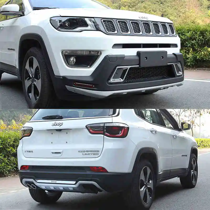 JIOYNG Fit For Jeep Compass 2017 2019 Front + Rear Bumper Diffuser
