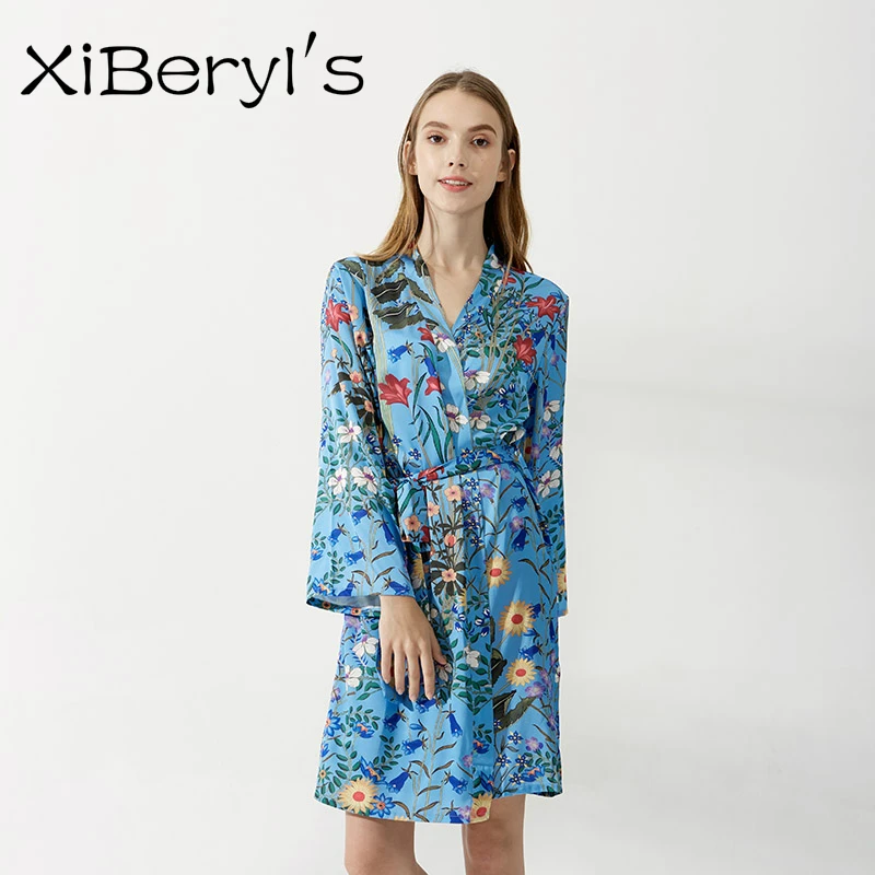 XiBeryl's Floral Silk Bridesmaid Robes, Bridesmaid Kimono robe
