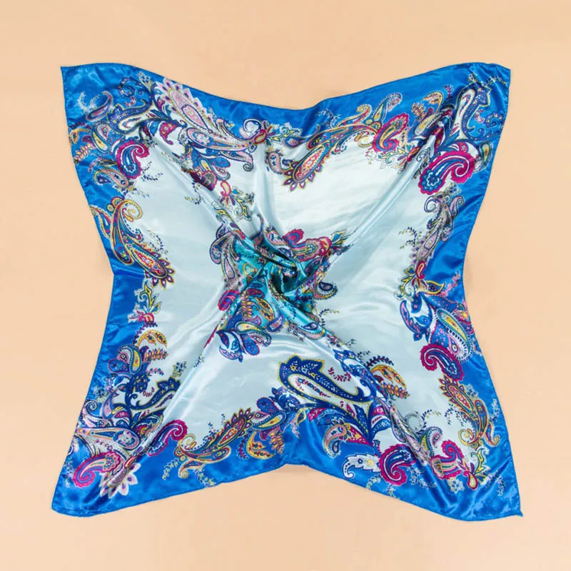 Модный дизайн квадратный шелковый шарф женский платок Бандана с цветочным рисунком Дамская шаль Хиджаб элегантная повязка на голову кольцо шарф 90*90 см M207