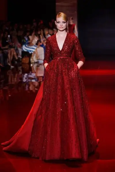 elie saab burgundy dress