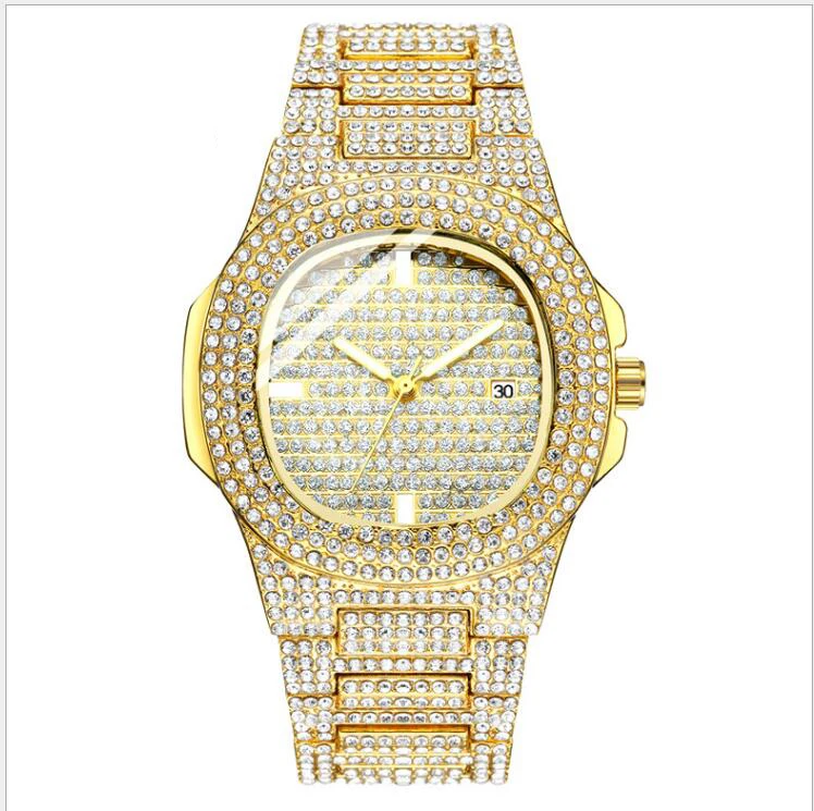 Rol часы для мужчин Лидирующий бренд роскошные часы мужские часы Полный алмаз унисекс кварцевые часы GOLG большой циферблат спортивные часы хип-хоп