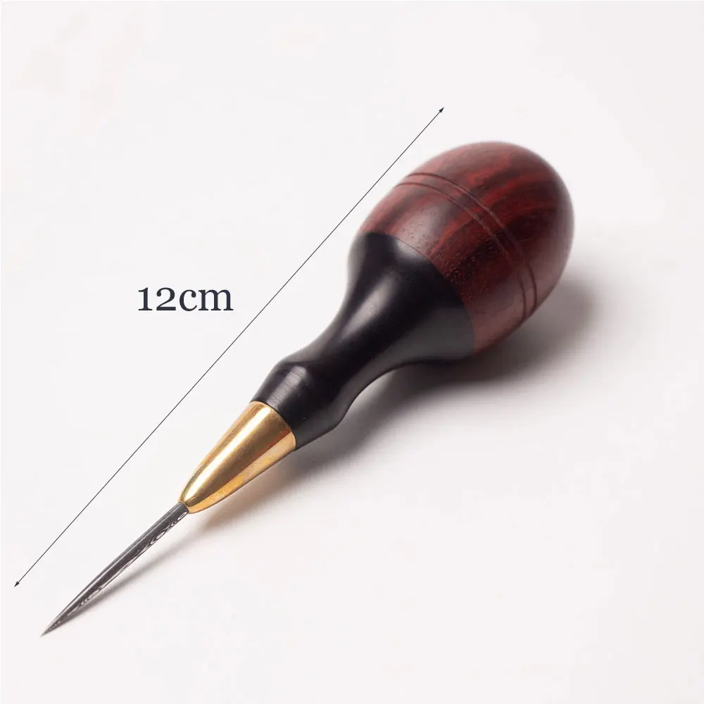 High quality Damascus steel awl DIY Leather Tools Stitching Awl Wood Handle Leather hard steel Awl Leather craft Sewing Tool
