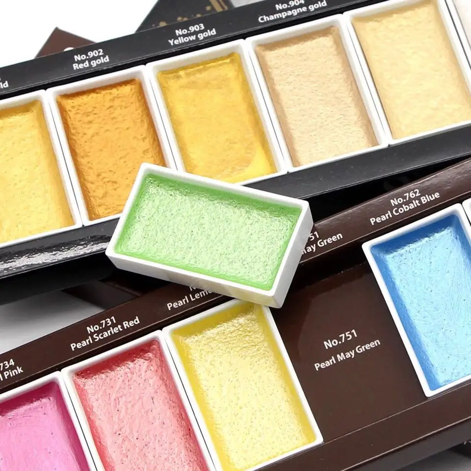 Günstige ZIG Kuretake pigment Gansai Tambi Aquarell Starry Perle Edelstein Farben Japanischen Solide Pigment Für Zeichnung Kunst Liefert