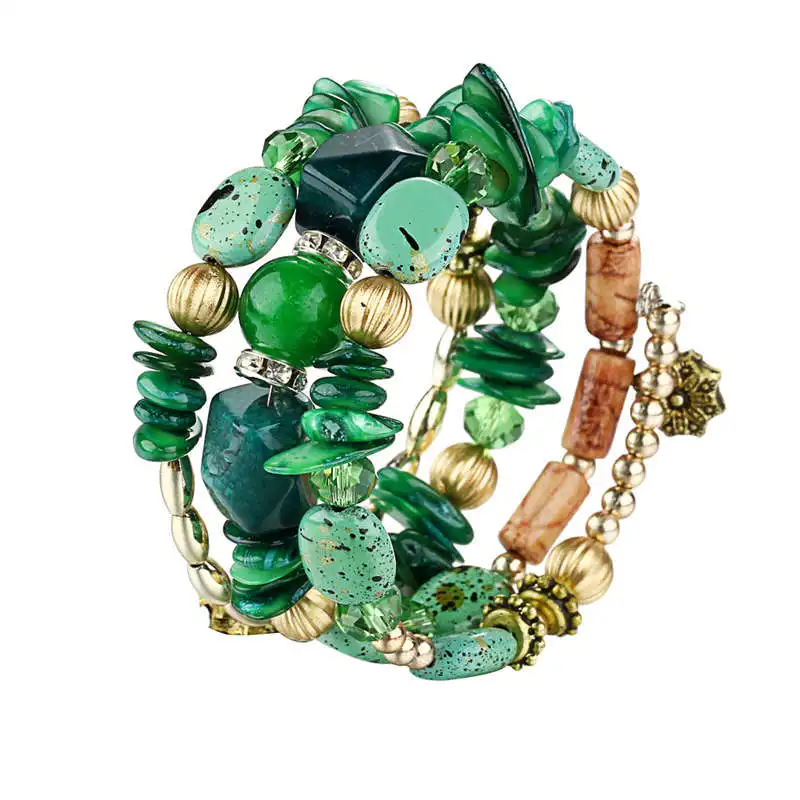 

Colorful Natural Stone Beads Multilayer Winding Bracelet Female Exaggerated Stone Bracelet & Bangle Jewelry Gift