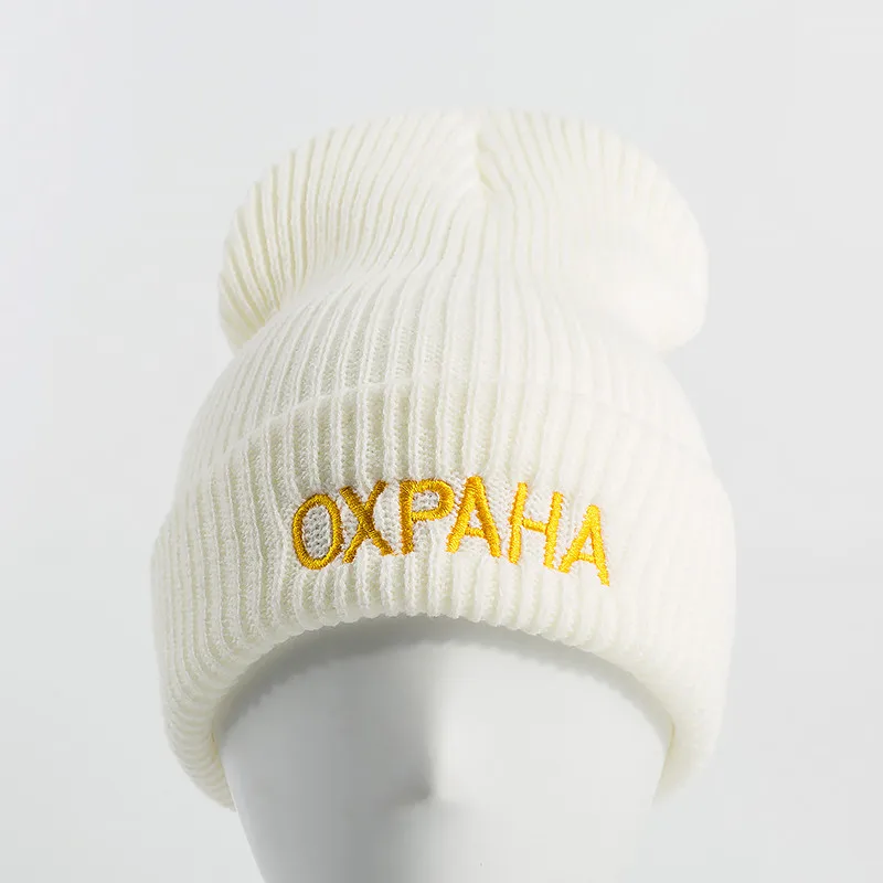 Высококачественные Повседневные шапки OXPAHA с русскими буквами для мужчин и женщин, Модная вязаная зимняя шапка в стиле хип-хоп - Цвет: white