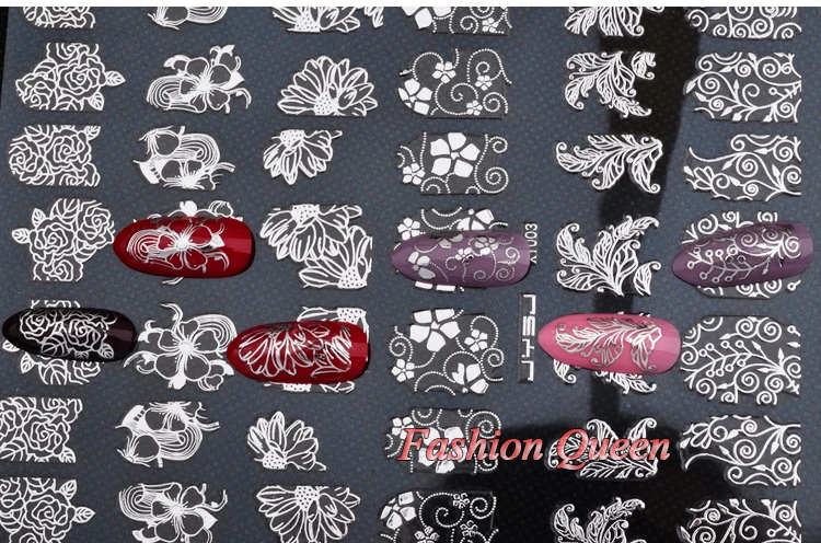 Стикеры 3D на ногти Nail Art Переводные картинки, 108 шт/лист, высокое качество, серебристый металлик, Микс Цветов, дизайн ногтей, Типсы, аксессуары, инструменты для украшения