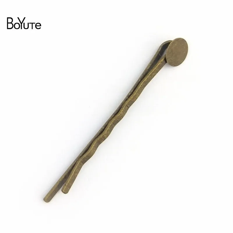 BoYuTe (20 piecesLot) 7 Colors Hair Pins Base Long Bobby Hair Clip with 8MM Flat Round Glue Pad for Diy Hairpins Jewelry Making (9)