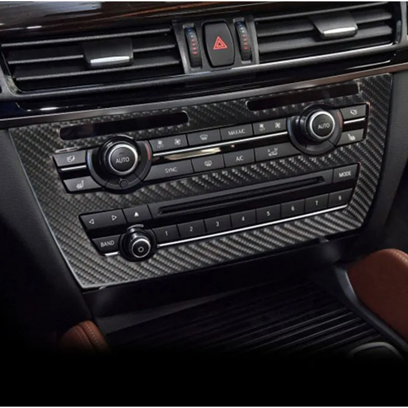 For BMW X6 F16 2015 2018 Carbon Fiber Interior Middle Console CD Panel Cover Trim Car Styling ...