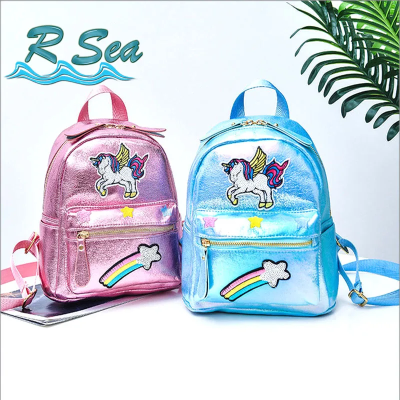 

Cute Unicorn Backpack or Small Shopping Backpack Girl Cosmetic Fashion Bags PVC Kid Cartoon School Bag Dropshipping