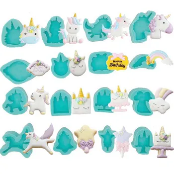 

Luyou 16 styles Unicorn/horse/rainbow silicone mold fondant mold cake decorating tools chocolate gumpaste mould FM1594