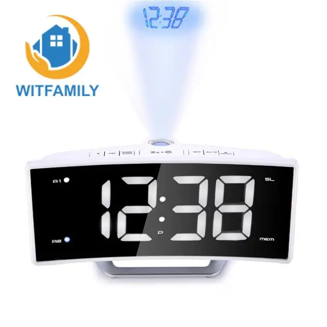 FM Radio Alarm Clock LED Digital Electronic Table Projector Watch Desk Nixie Projection Clock With