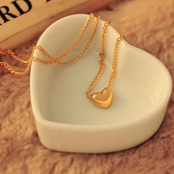 Gold Plated lovely Heart Womens Bib Statement Chain Jewelry Pendant Necklace