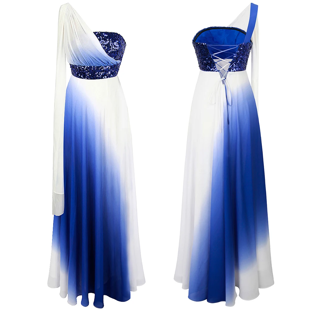 Angel-Fashion женское шифоновое платье подружки невесты на одно плечо с градиентными блестками, пляжные вечерние платья, Vestido de fiesta de boda 387