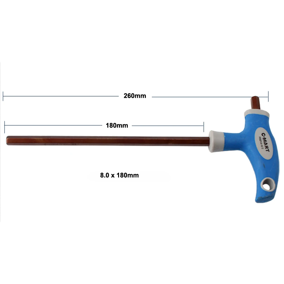 C-Mart ручной инструмент 2,5/3/4/5/6/8/10 мм хром-ванадиу Сталь внутренний шестигранный ключ, дюймовый стандарт Т-образная ручка, дюймовый стандарт allen шестигранный ключ разводной раздвижной гаечный ключ - Цвет: 8.0x180mm