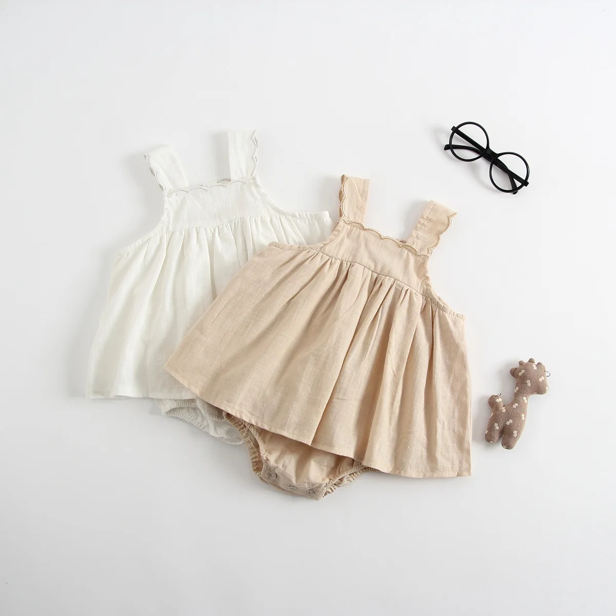 

Linen Baby Clothes 2018 Summer Infant Newborn Linen Romper Dress Bodysuit Overalls Brown White Linen New Born Baby Girl Clothes