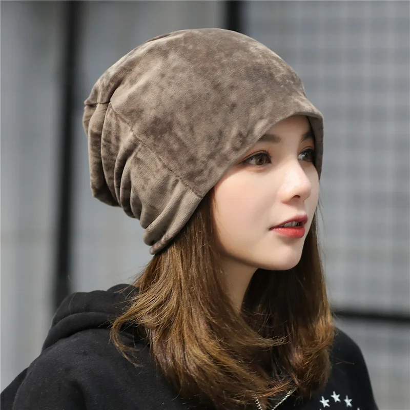Autumn And Winter New Pattern Lint Head Cap Korean Solid Heap Hat Concise Leisure Time Earmuffs Baotou Confinement Hat