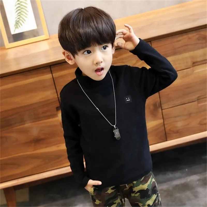 

LILIGIRL Long-sleeve Boys Girls High Collar Bottoming Shirt for Children's Tops Clothing 2019 New Baby Cotton T-shirt Clothes