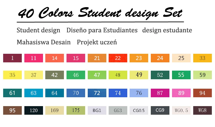 168 цветные художественные маркеры, набор, двойная голова, художественный эскиз, маслянистые, на спиртовой основе, маркеры для анимации, манга, для письма, товары для рукоделия - Цвет: student set 40 color